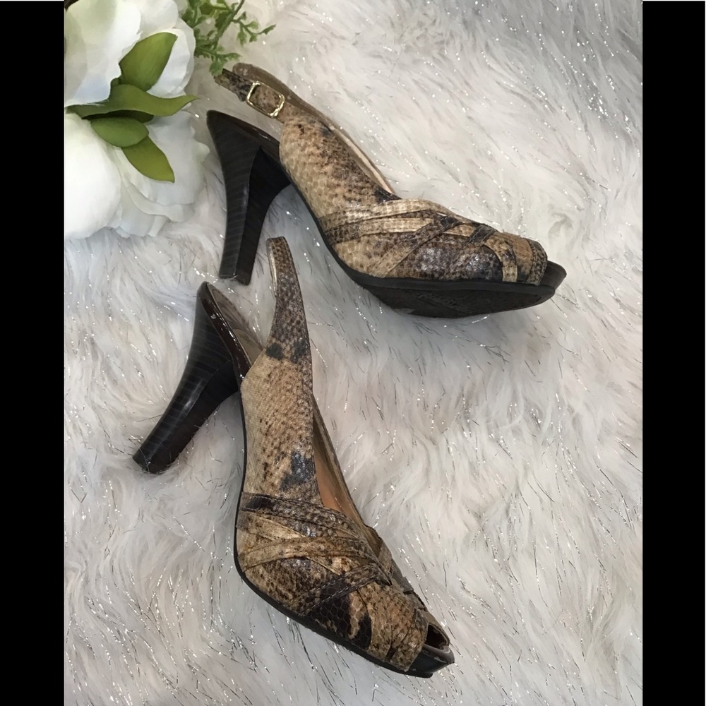 Ferglicious snakeskin print  slingback peep toe